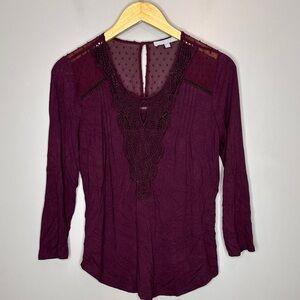 Daniel Rainn v neck embroiled boho long sleeve blouse